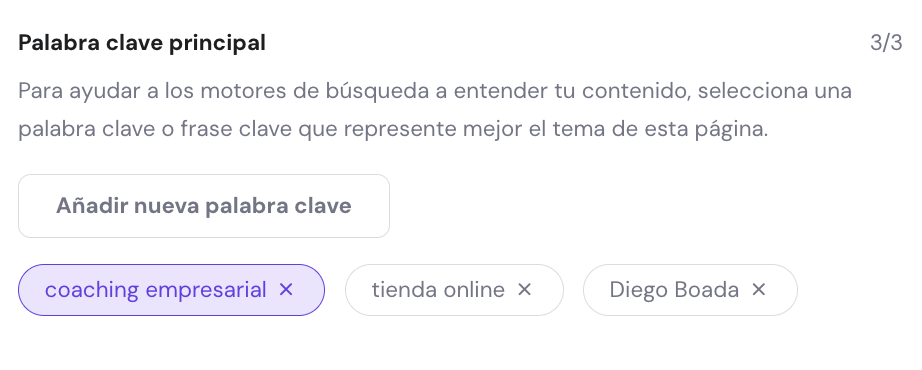 Ajustes de focus keyword en HWB
