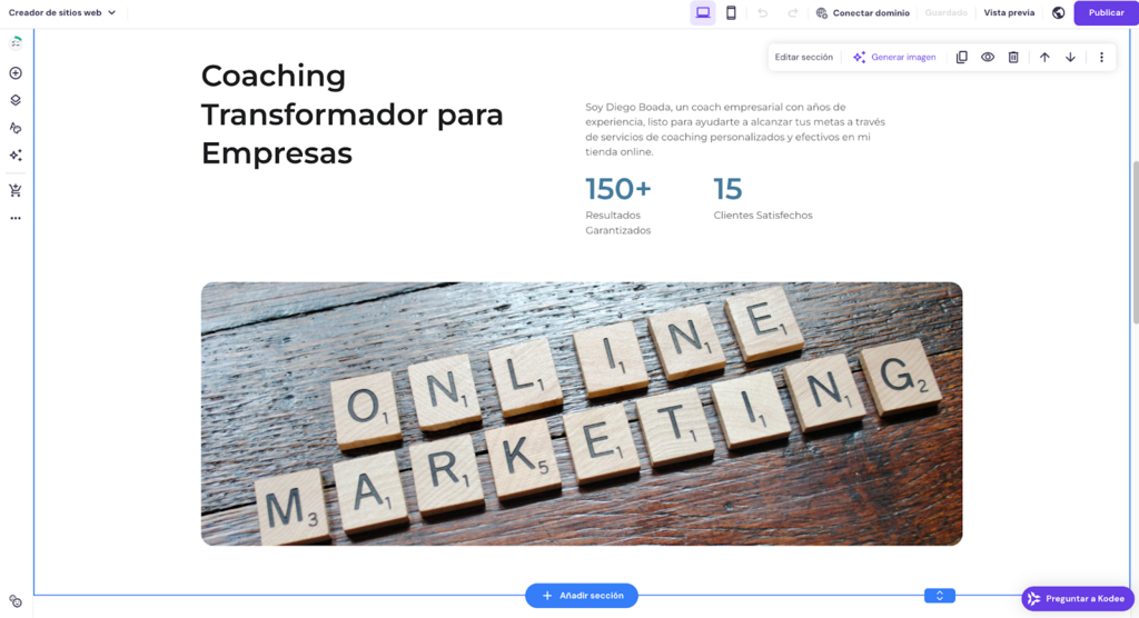 Editor del creador de Hostinger