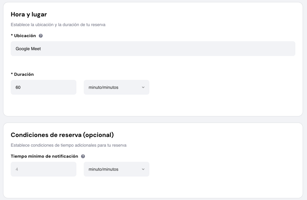 Datos de reserva de la tienda en HWB