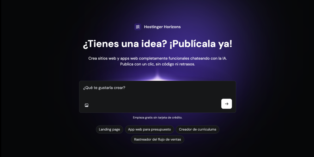 Sitio web de Hostinger Horizons