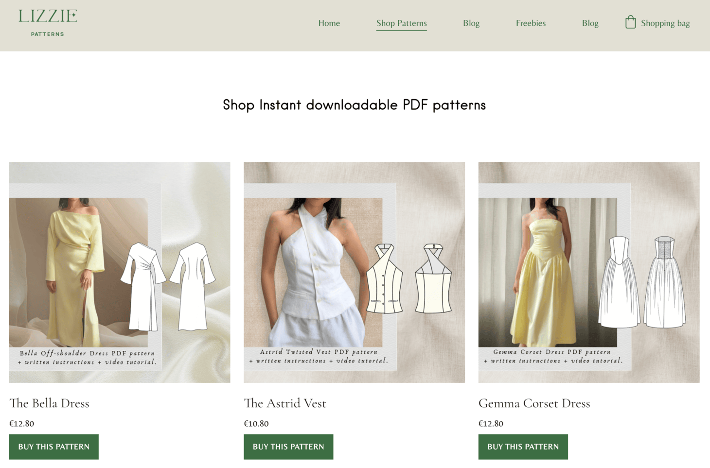 Sitio web de Lizzie Patterns