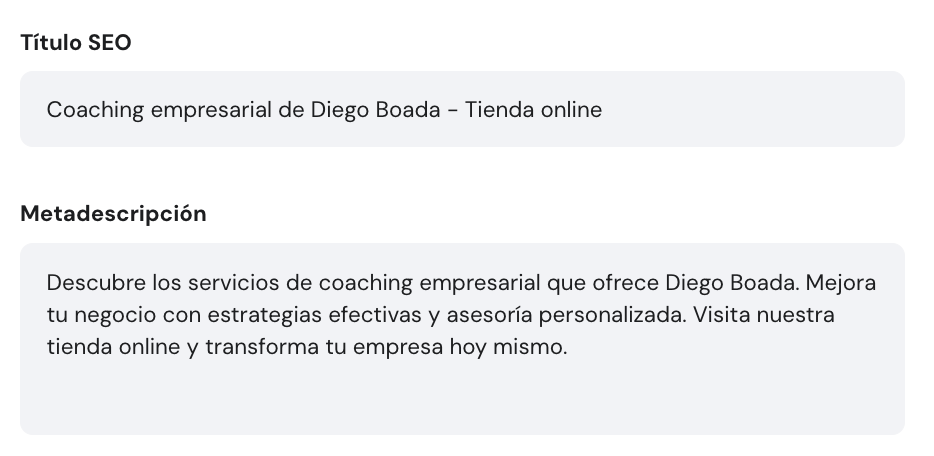 Sección de metas en HWB