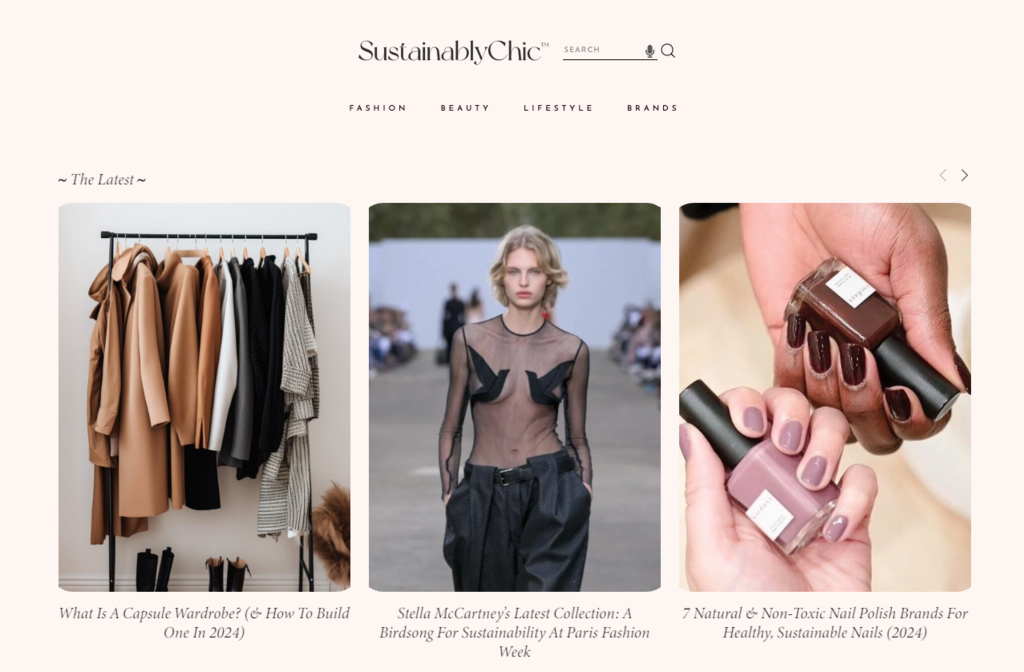 Sitio web de Sustainably Chic