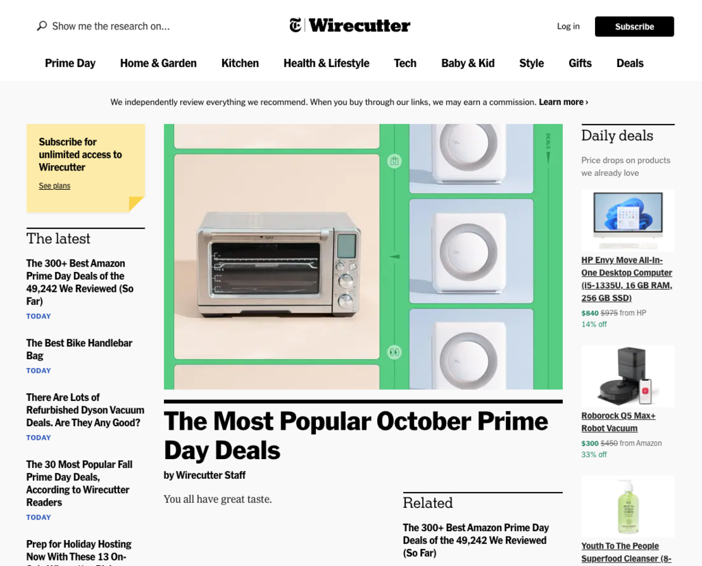 Sitio web de Wirecutter