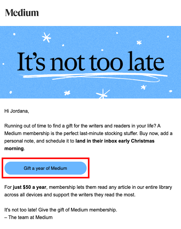 Ejemplo de CTA en correo electrónico