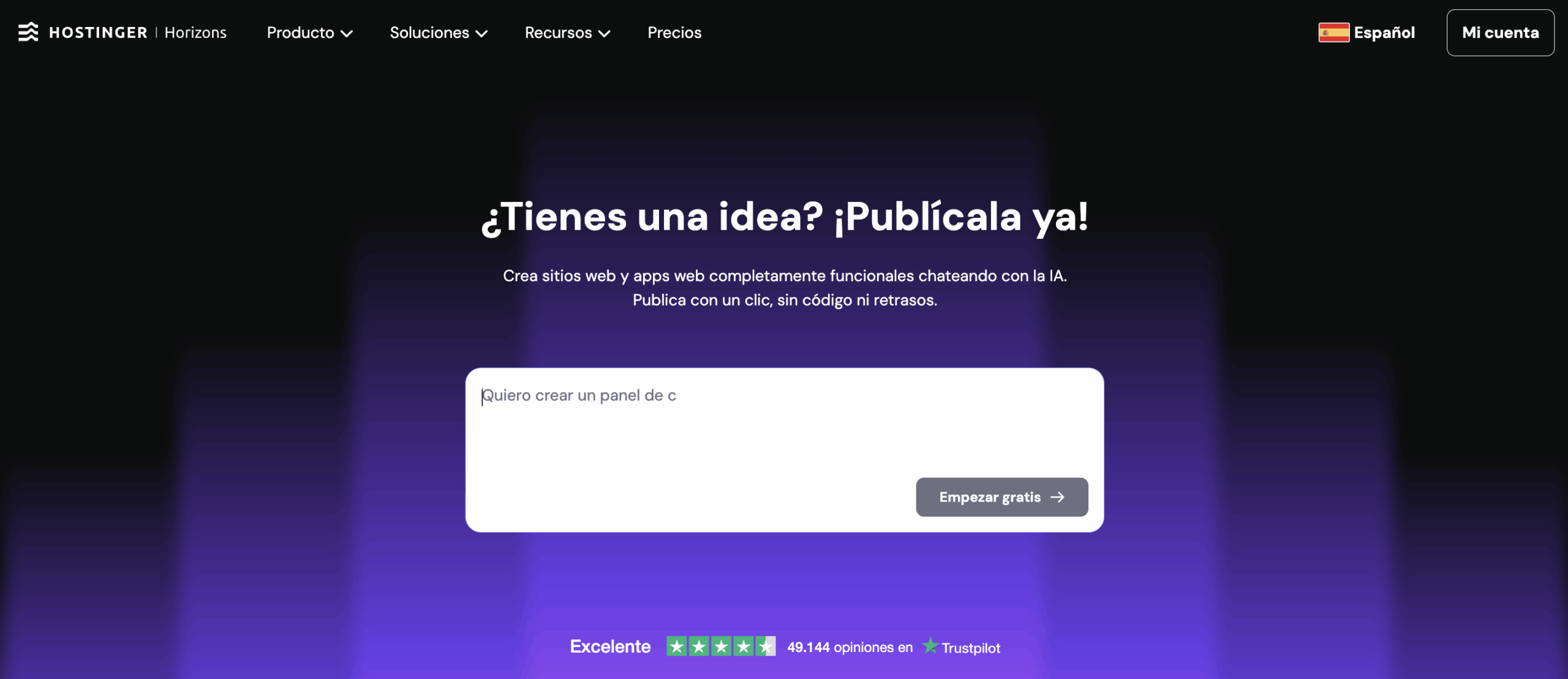 Sitio web de Hostinger Horizons