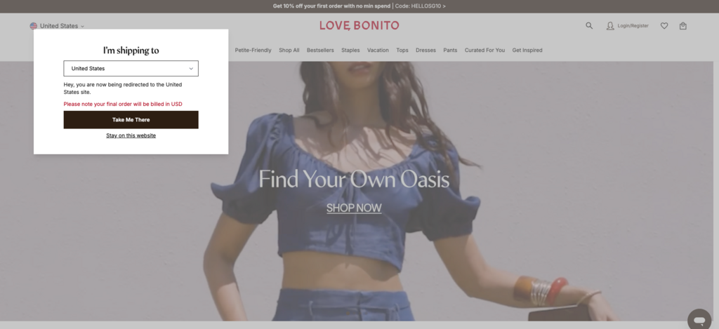 Splash page de Love, Bonito