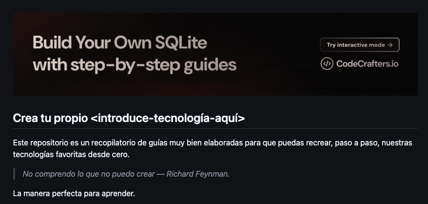 Logo y descripción del repositorio de GitHub build-your-own-X