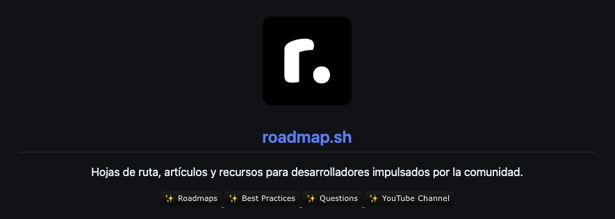 Captura de pantalla del logo y descripción del repositorio de GitHub roadmap.sh