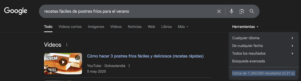 Ejemplo de búsqueda en Google