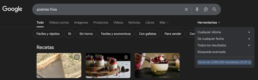 Ejemplo de búsqueda en Google