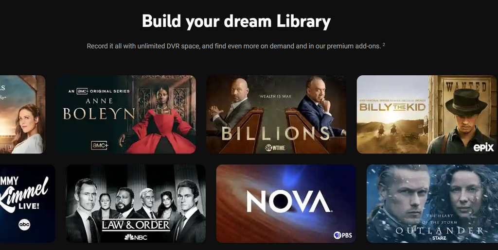 Ejemplo de shows en la librería de YouTube