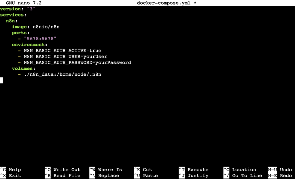 Terminal nano Docker Composer