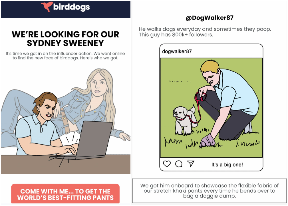 Dos ejemplos de las originales campañas de Birddogs