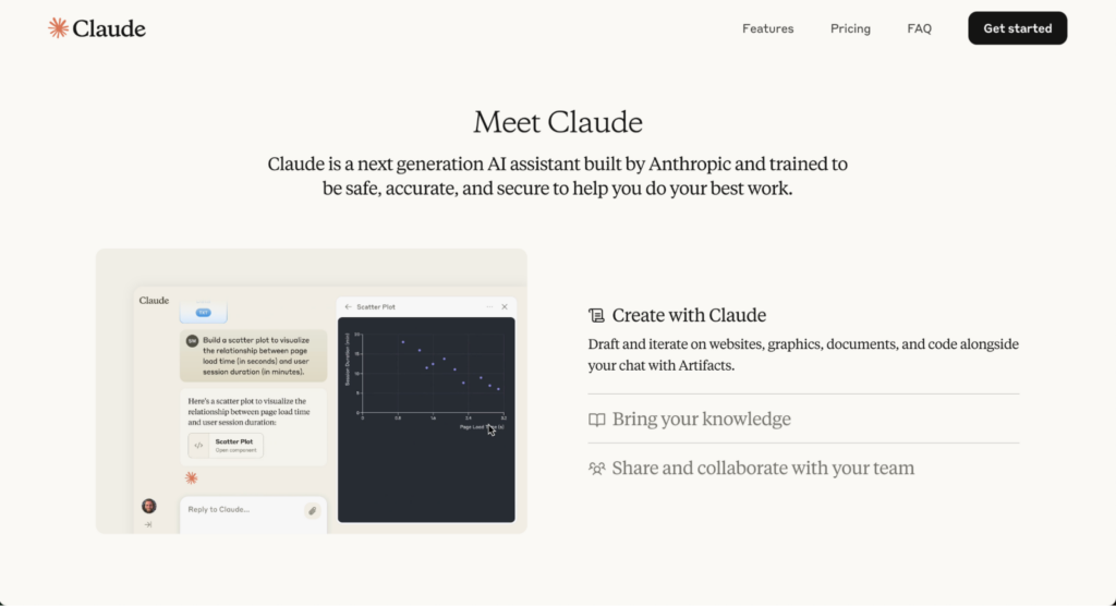 Página de inicio de Claude