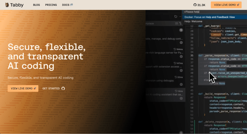 Página principal de TabbyML