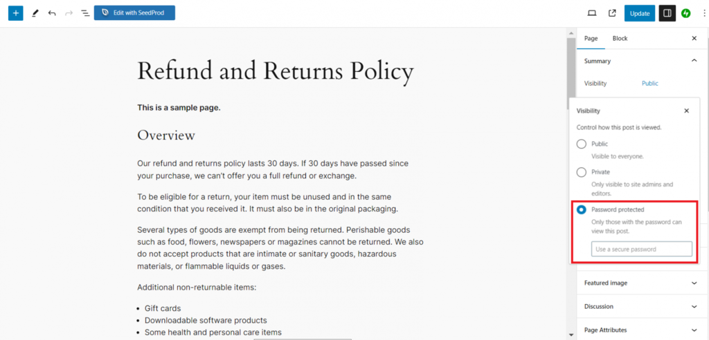 Protección con contraseña