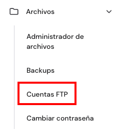 Captura de la sección Archivos