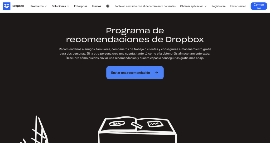 Programa de referencias de Dropbox: invita a tus amigos a Dropbox y gana más espacio de almacenamiento.