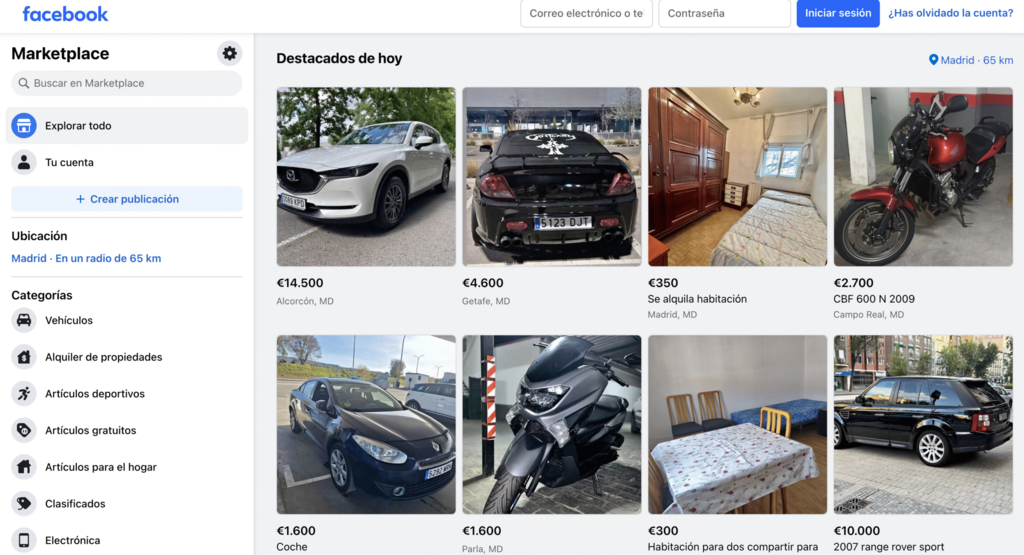 La aparición de Facebook Marketplace