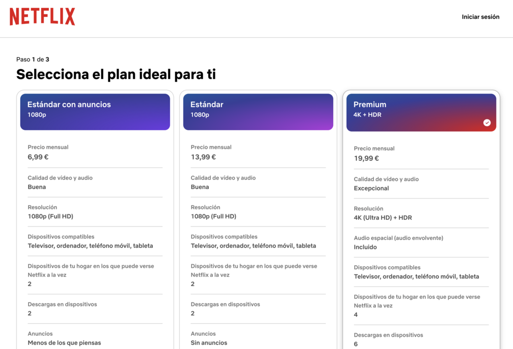 Los planes de suscripción de Netflix como ejemplo de monetización de una aplicación web mediante suscripción mensual