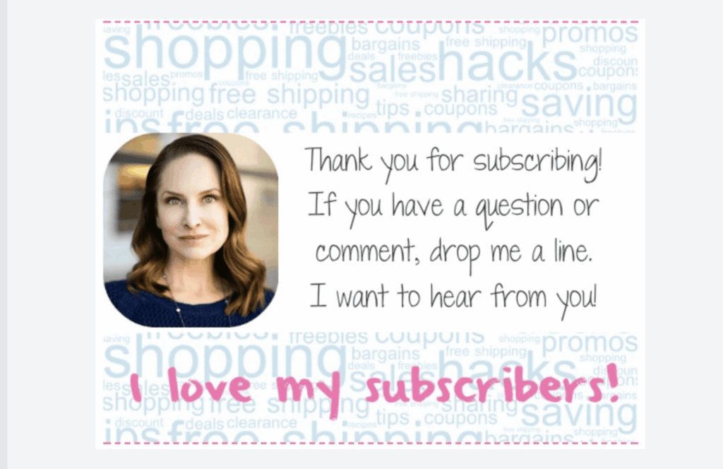 Mi campaña de marketing por correo electrónico de My Bargain Buddy que muestra una invitación a responder.