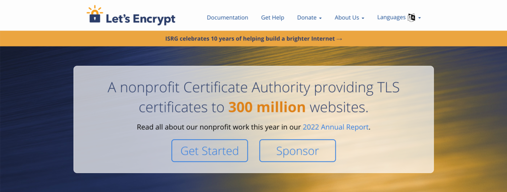 Página de inicio de Let's Encrypt