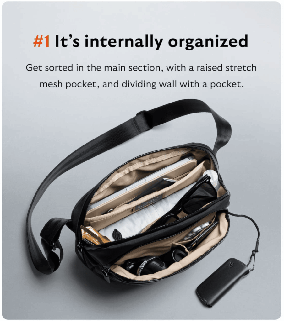 Campaña de marketing por correo electrónico de Bellroy que muestra el producto en uso