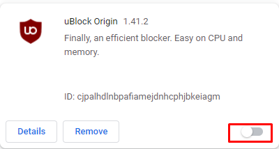 Desactivar la extensión uBlock Origin en Google Chrome