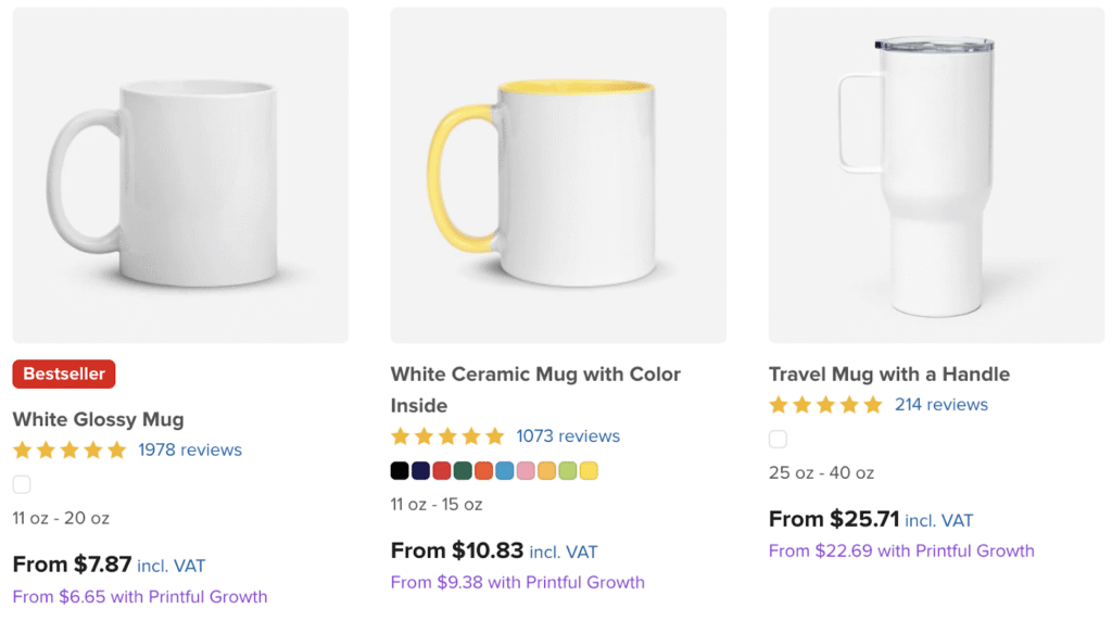 Tazas en oferta en Printful