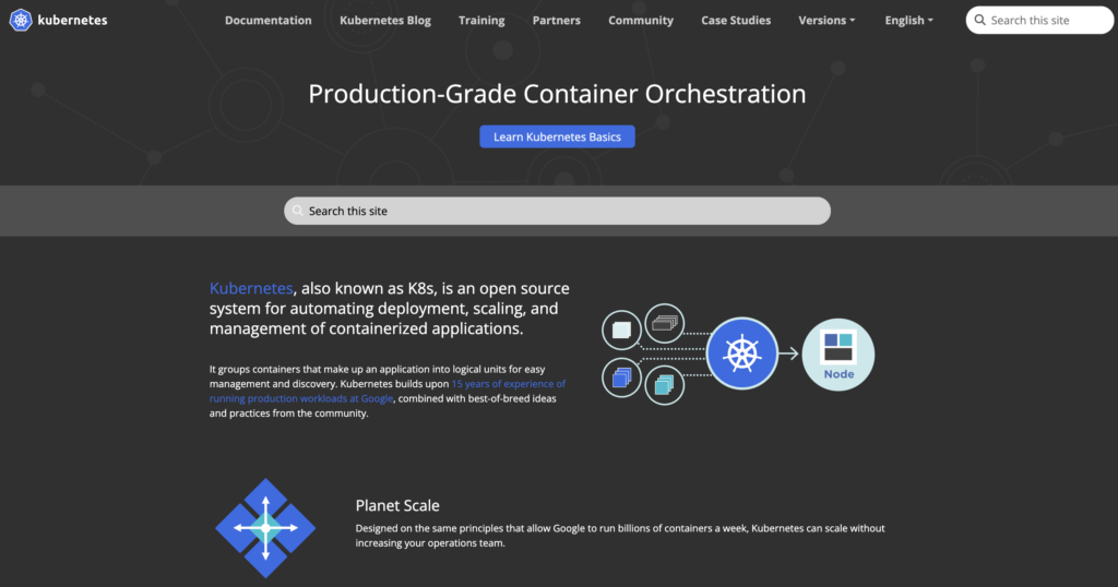 Página de inicio de Kubernetes