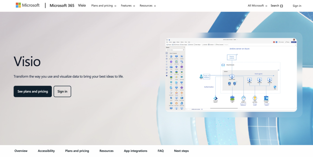 Página de inicio de Microsoft Visio