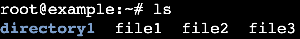 La salida del comando ls en la terminal