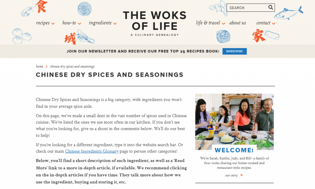 El artículo sobre especias y condimentos secos chinos en el sitio web The Woks of Life