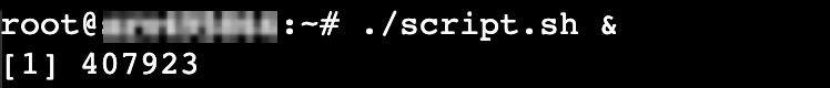 ID del proceso del script de shell en la terminal
