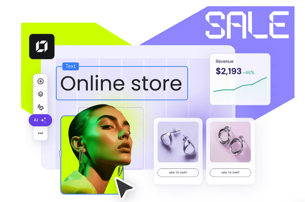 Maqueta del creador de tiendas online de Hostinger Website Builder

