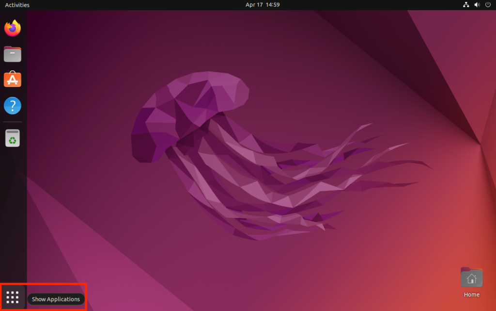 El botón Mostrar aplicaciones en el lanzador de Ubuntu