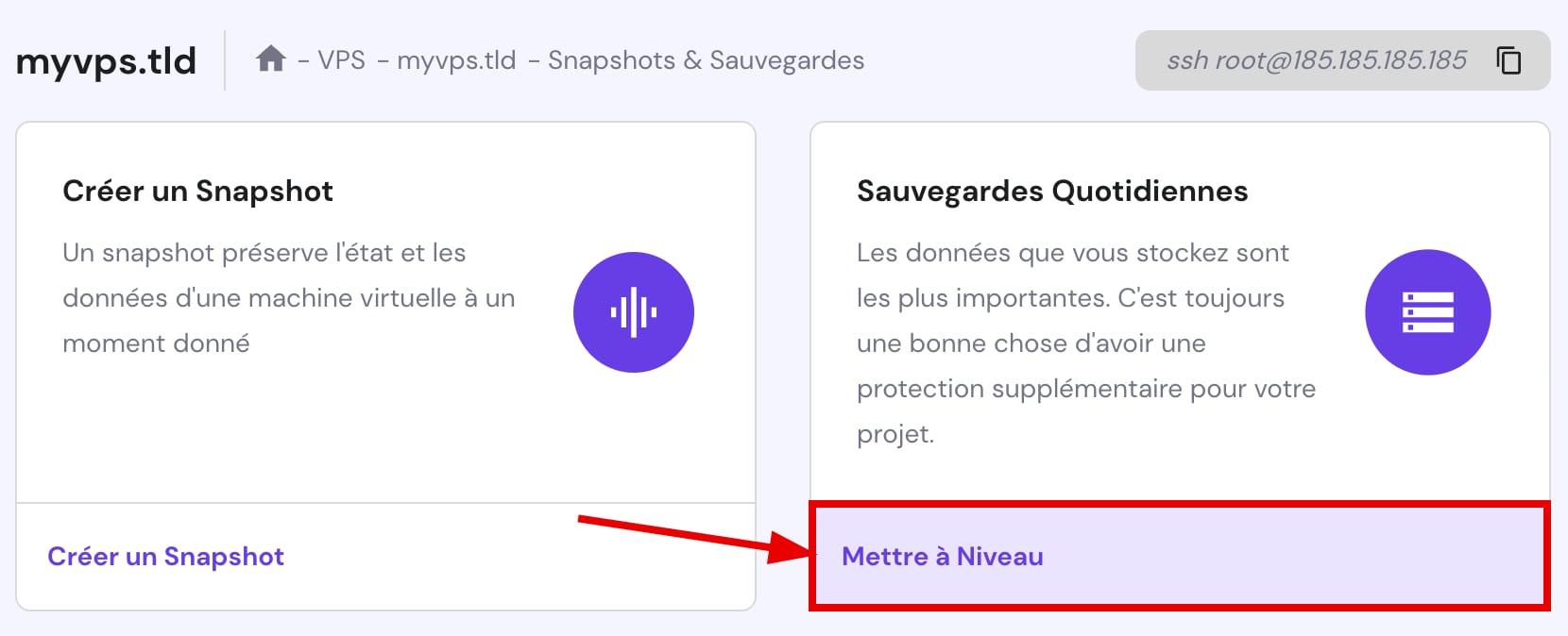 Mise à jour de la fonction de sauvegarde