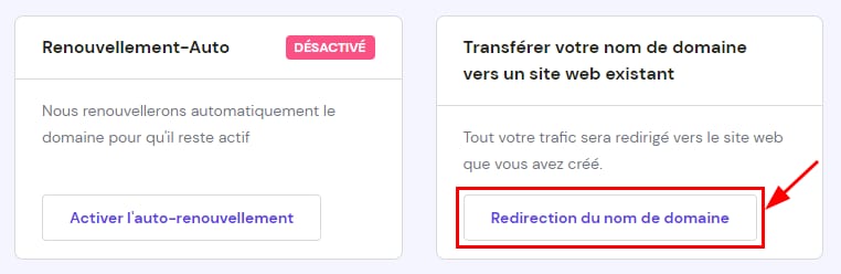Rediriger un domaine depuis Hostinger hPanel sans un plan d'hébergement