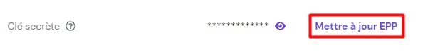 L'option Mettre à jour EPP dans la section Noms de Domaine