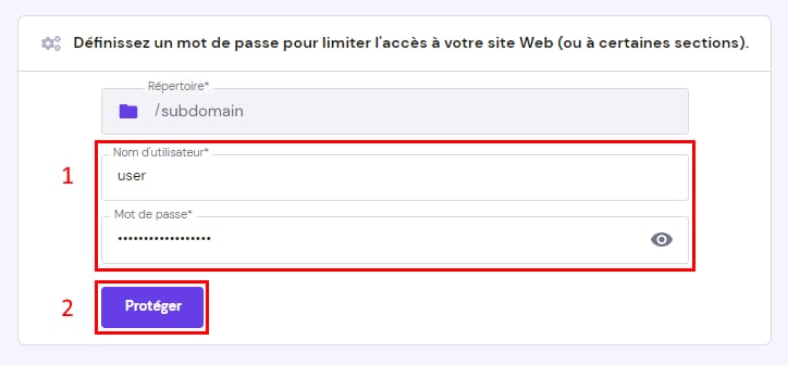 Définir un mot de passe pour un répertoire dans hPanel de Hostinger