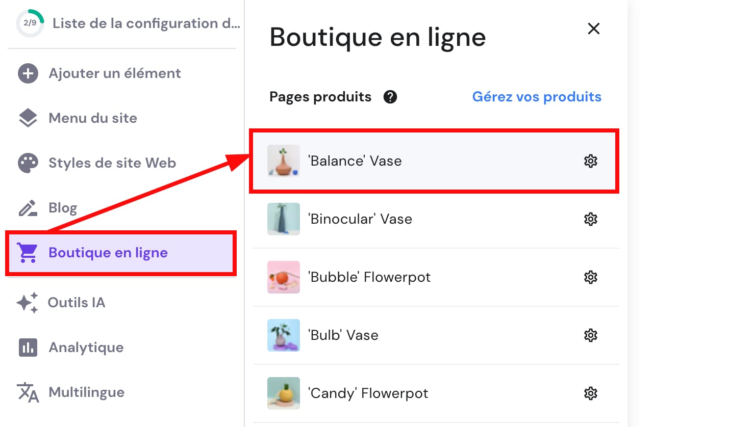 Comment accéder à la page d'un produit
