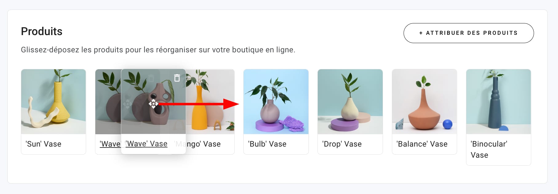 Réorganiser les produits dans un ordre préférentiel