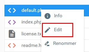 L'option d'édition du gestionnaire de fichiers chez Hostinger