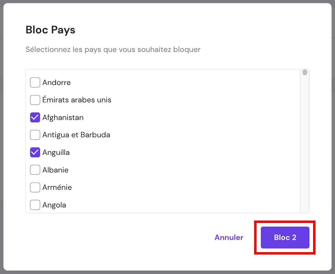 Bloquer l'accès à votre site web aux pays sélectionnés