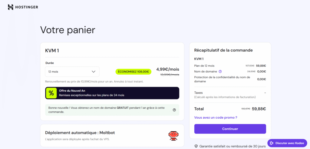 Votre panier Hostinger