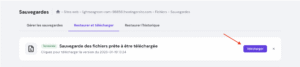 Télécharger la sauvegarde des fichiers