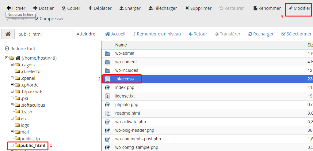 fichier htaccess sur cpanel