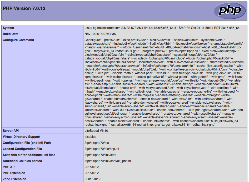  afficher paramètres d’environnement PHP