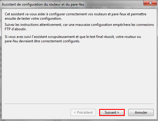 routeur parefeu filezilla